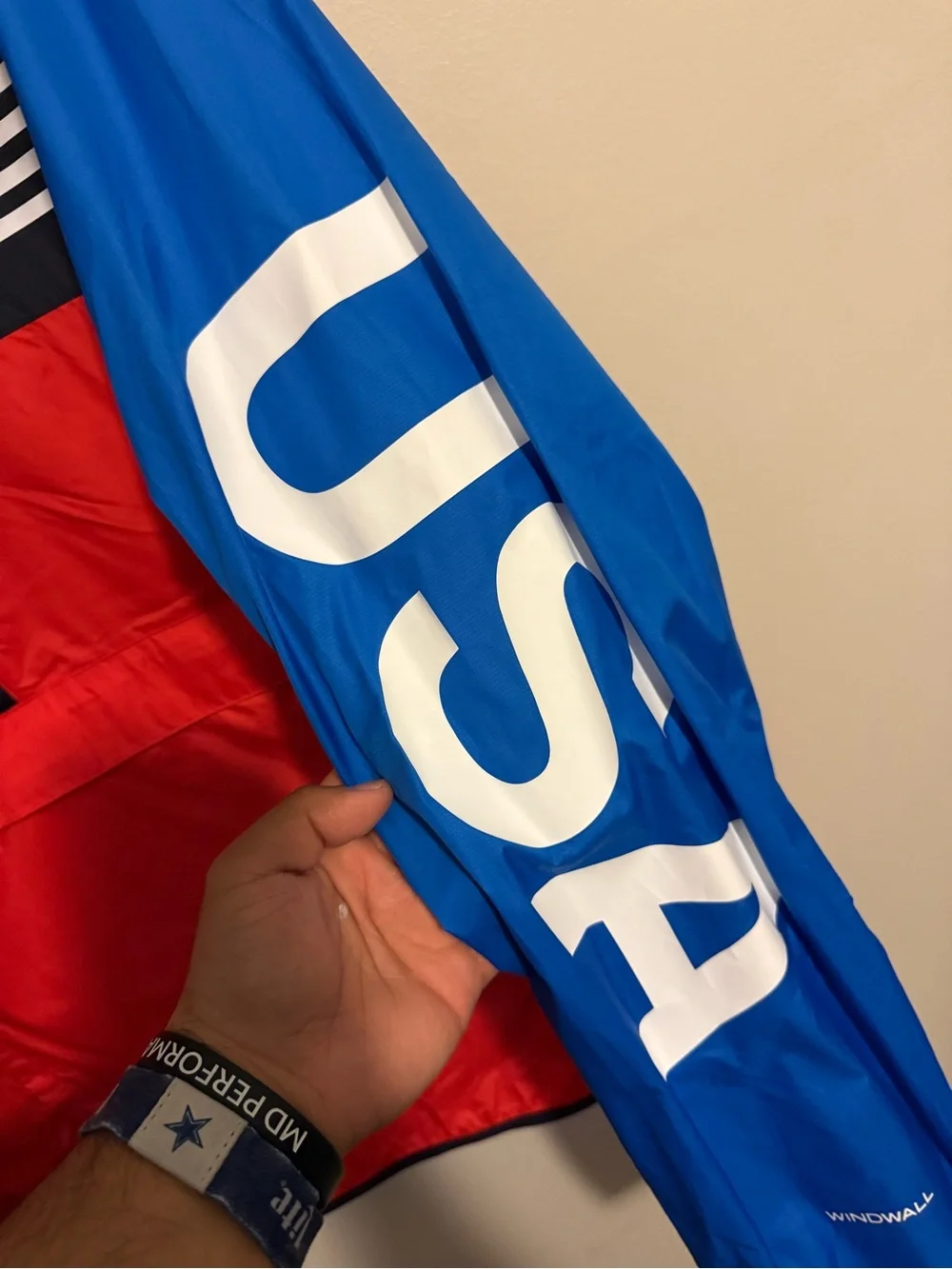 The North Face Red, Blue and Black Colorblock Pullover Windbreaker